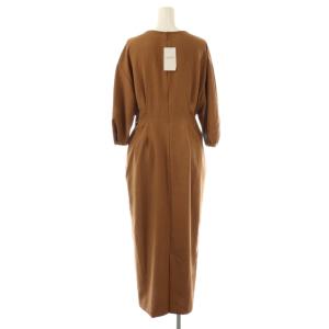 VERMEIL par iena 25SS カレンダーストレッチ ウエストシェイプワンピース キーネック 40 ブラウン /CX OS