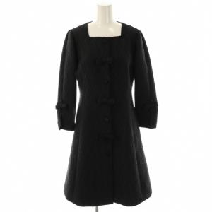 ジャガードコート アウター スクエアネック ノーカラー 38 ブラック /DO OS SH