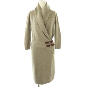 ウールカシミヤ混カシュクールニットワンピース S グレージュ /ES OS SH