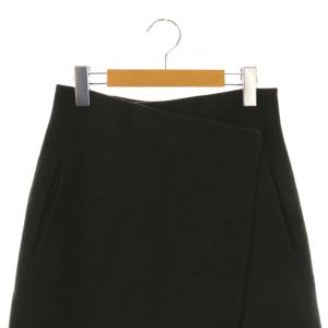 ebure ウールミディラップスカート ミニ 38 ブラック カーキ /HK OS SH