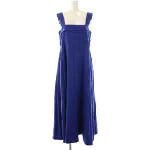 ボタニカルリネンマキシ丈サマードレス ワンピース 38 ブルー