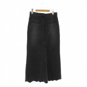 AP STUDIO ヘムカットデニムスカート タイト マキシ ロング 34 黒 ブラック /AT OS SH