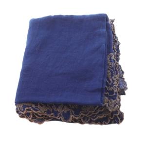 Faliero Sarti 刺繍ストール マフラー 紺 ネイビー 茶色 ブラウン /SR