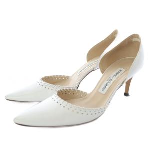ポインテッドトゥ パンプス ピンヒール レザー 35 白 ホワイト /SR
