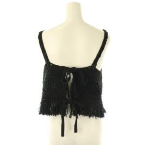 Ameri VINTAGE 24SS MEDI 2WAY ETHNIC FRINGE KNIT BUSTIER ニットビスチェ ブラック