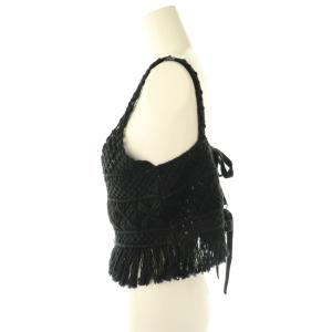 Ameri VINTAGE 24SS MEDI 2WAY ETHNIC FRINGE KNIT BUSTIER ニットビスチェ ブラック