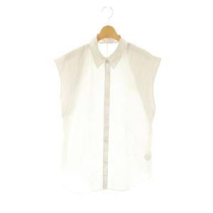 23AW SHOULDER PADDED SHIRT シャツ ストライプ フレンチスリーブ 2 ホワイト