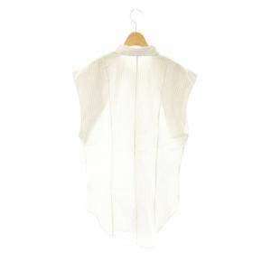 CLANE 23AW SHOULDER PADDED SHIRT シャツ ストライプ フレンチスリーブ 2 ホワイト