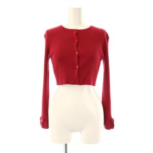 シルク カーディガン ニット クロップド XS レッド /ES OS