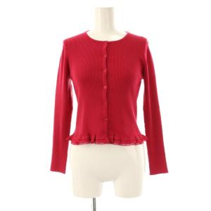 コットン カーディガン リブニット XS ダークピンク /ES OS