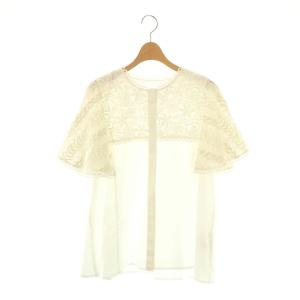 25SS ミックスレースシャツブラウス 1 オフホワイト ゴールド色 /DO OS