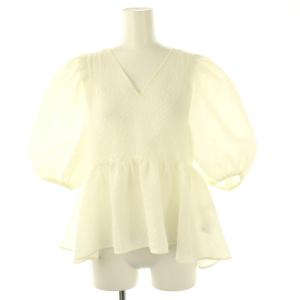 25SS 洗える シアーノイズジャガードブラウス パフスリーブ プルオーバー アイボリー /CX OS