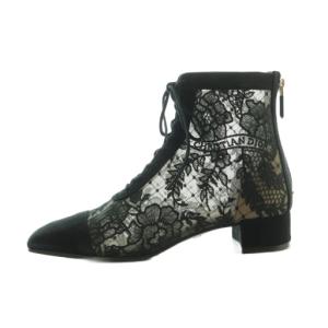 Naughtily-D レースアップショートブーツ 36.5 ブラック MO0822