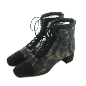 Christian Dior Naughtily-D レースアップショートブーツ 36.5 ブラック MO0822