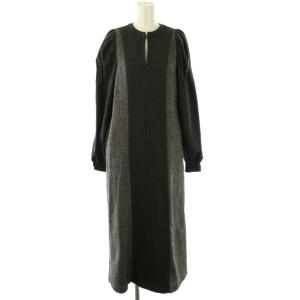 23年 panel tweed skipper volume sleeve OP ワンピース ロング F