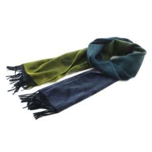 マフラー ウール カシミヤ混 ドット グラデーション 紺 青 黄色 240411 /MI OS