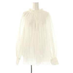 プリーツデザインブラウス プルオーバー リボン ホワイト /DF OS SH