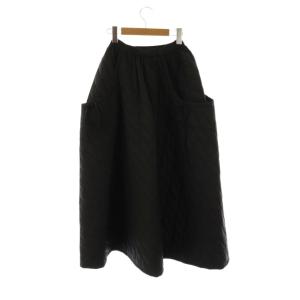 MACHATT キルティングスカートロングスカート フレア マキシ F 黒 ブラック /AT OS SH