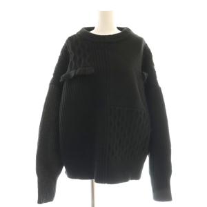 パッチワークフリルニット セーター ブラック ダークグレー /DO OS SH