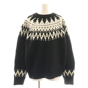 ノルディック柄プルオーバーニット セーター ブラック オフホワイト グレー /DO OS SH