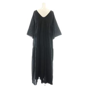 Plage 24AW tiered ドレス ワンピース マキシ ロング 五分袖 36 黒 ブラック /AT OS