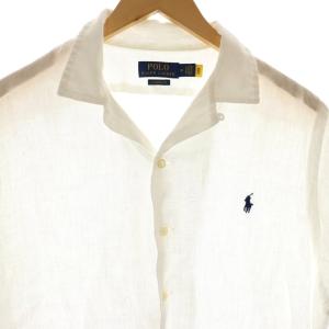 POLO RALPH LAUREN リネン 半袖シャツ オープンカラー M 白 ホワイト /AT OS