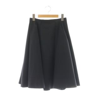 フレアスカート 膝丈 タック 38 紺 ネイビー /AT OS