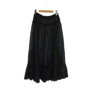 PINK HOUSE 裾フリルロングスカート ギャザー マキシ 黒 ブラック /AT OS