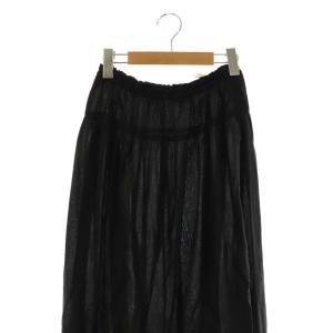 PINK HOUSE 裾フリルロングスカート ギャザー マキシ 黒 ブラック /AT OS