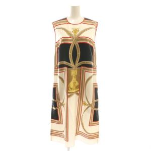 スカーフ付総柄シルクドレスワンピース IT40 マルチカラー