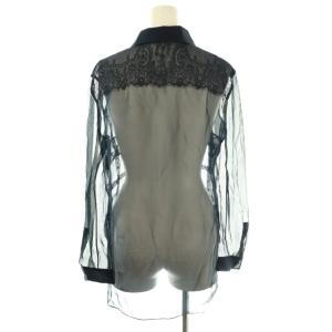 VALENTINO 長袖シャツ レース シアー スキッパー プルオーバー ネイビー 紺 /CX OS