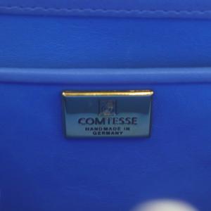 Comtesse ハンドバッグ ワンハンドル がま口 レザー ミラー付き ブルー /YO5