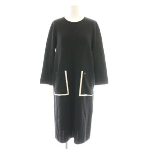バックボタン ニットワンピース ひざ丈 36 ブラック 5212080 /DF OS