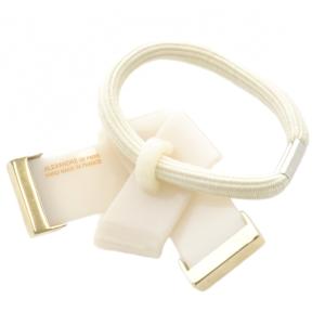 Alexandre De Paris ノット ポニー ヘアゴム ロゴ アイボリー /SR