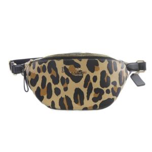 レザー レオパード ウエストポーチ バッグ ショルダーバッグ ベージュ 黒 ブラック F72832 /SR