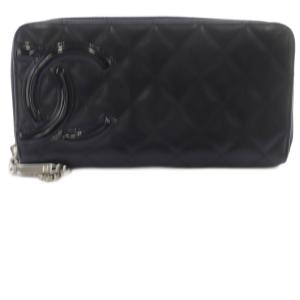 CHANEL カンボンライン 17番台 ラウンドファスナー ココマーク 長財布 ブラック