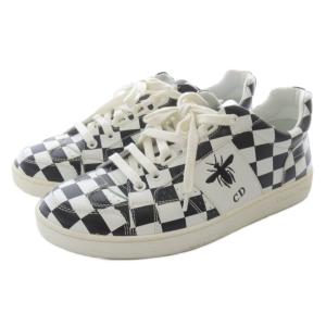 Christian Dior D-BEE チェッカースニーカー レザー 35 白 ホワイト 黒 ブラック /SR