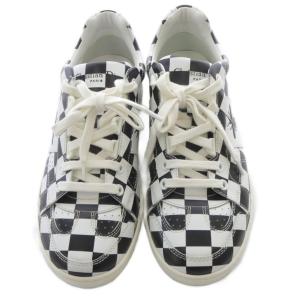 Christian Dior D-BEE チェッカースニーカー レザー 35 白 ホワイト 黒 ブラック /SR