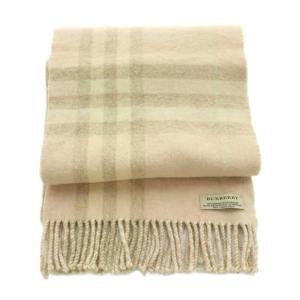 BURBERRY マフラー ウール カシミヤ混 チェック柄 ピンク
