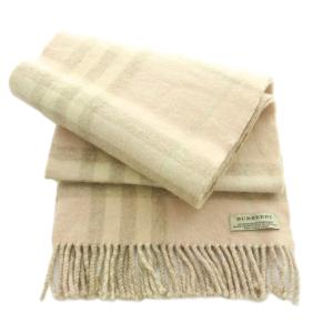 BURBERRY マフラー ウール カシミヤ混 チェック柄 ピンク