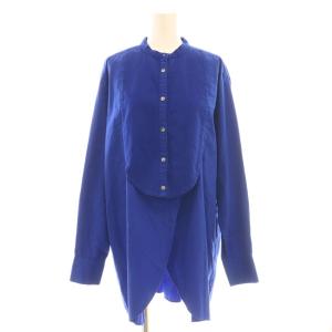 長袖ブラウス シャツ バンドカラー 36 青 ブルー /AT OS