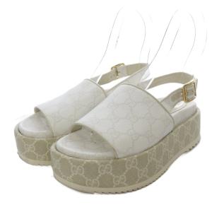 GUCCI GGスプリーム プラットフォームサンダル 34.5 ホワイト 701153