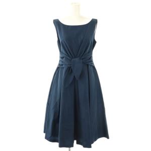 ノースリーブワンピース ミモレ ロング L 紺 ネイビー 黒 ブラック /AT OS