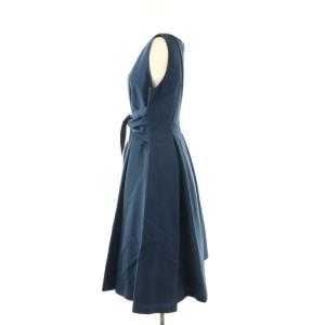 SYBILLA ノースリーブワンピース ミモレ ロング L 紺 ネイビー 黒 ブラック /AT OS