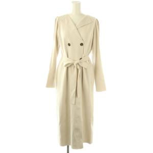 24AW トレンチ風ニットタイトワンピース ミモレ ロング 38 アイボリー /AT OS