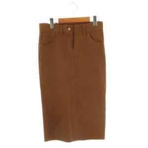 ラムレザータイトスカート ミモレ ロング 34 茶 ブラウン /AT OS