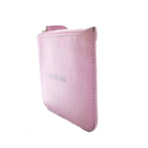 BALENCIAGA フラグメントケース コイン カード 財布 レザー ロゴ ピンク 637130 /SS OS