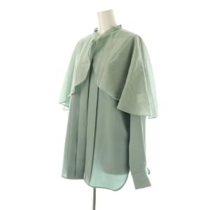 ADORE 25SS パウダリードライサテンブラウス シャツ ケープ付き 38 スモークグリーン /ES OS