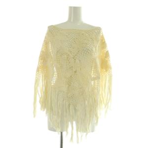 フリンジニットポンチョ レース編み M アイボリー /MY OS SH
