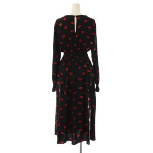 kate spade new york リップ柄 ワンピース ロング S ブラック レッド /DF OS